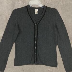 J.Jill Stretch Gray V-Neck Cardigan Sweater XS